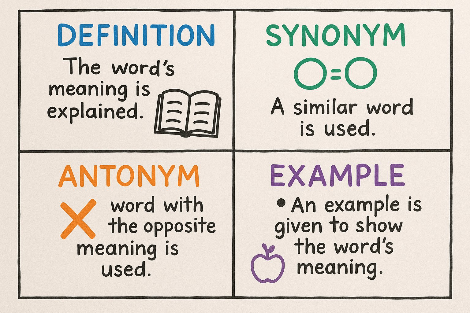 Context clues anchor chart with four types.